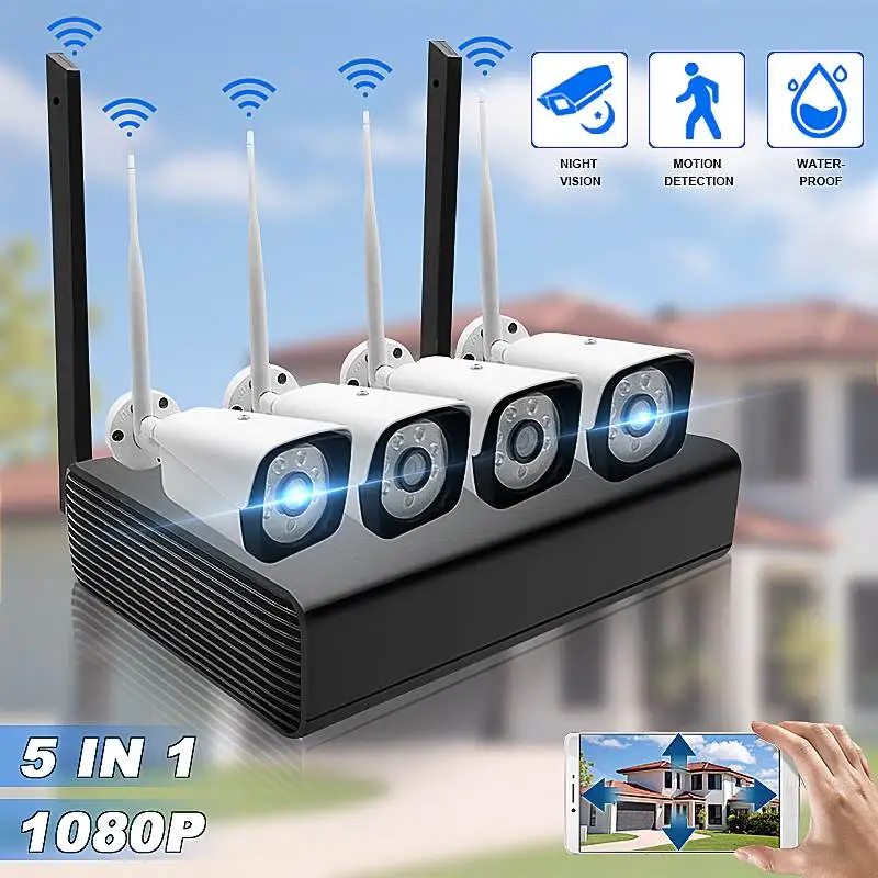

H.264 HD 1080P 4CH Wireless NVR Kits 8MP WIFI Outdoor IP Camera P2P CCTV HDMI Video Surveillance Security System Alarm Free APP