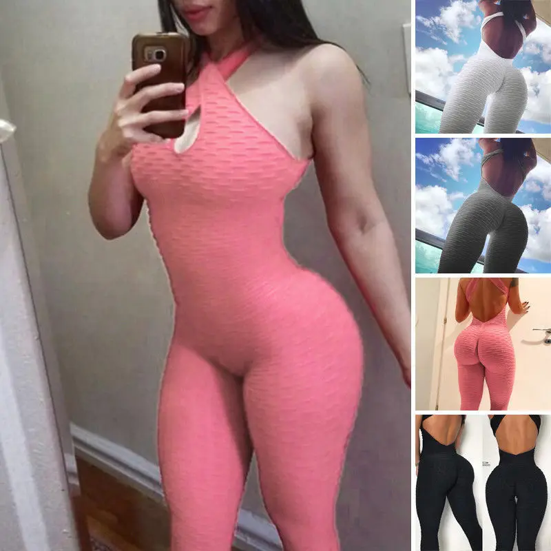 Womans One Piece Fitness Sleeveless Slim Suit Workout Jumpsuit Playsuits Ladies Fashion Fit Jumpsuits | Женская одежда