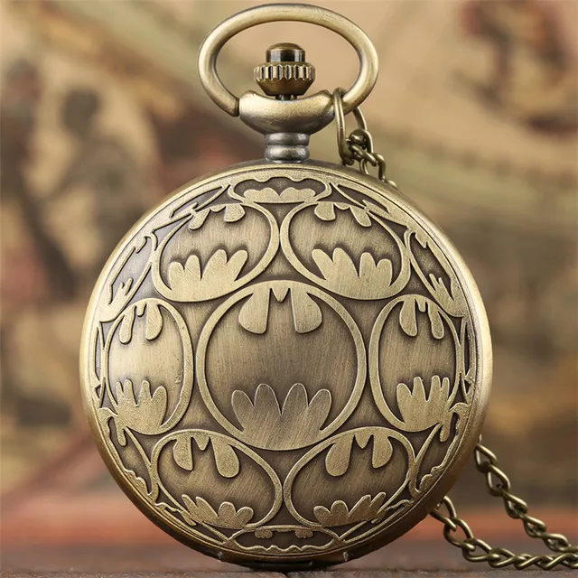 Cartoon Batman Design Quartz Pocket Watch Vintage Bronze Lovely Pendant Clock Gi Cartoon Batman Design Quartz Pocket Watch Vintage Bronze Lovely Pendant Clock Gi