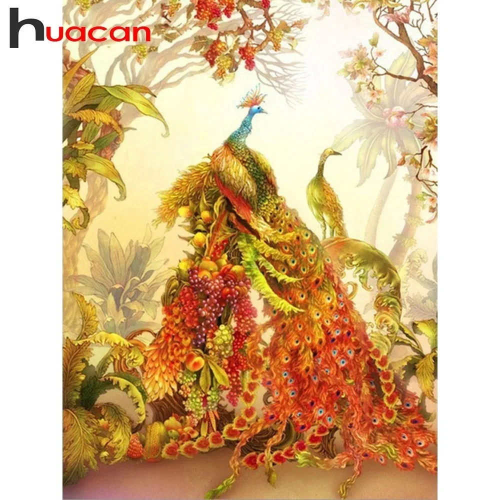 

Huacan DIY Diamond Painting Peacock Pictures By Rhinestones Full Drill Square Diamond Mosaic Animals Diamond Embroidery