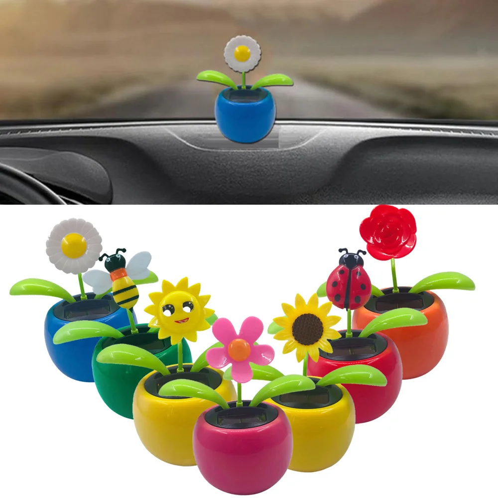 

Solar Powered dancing flower Automatic Swing Flower Simulation Potted Plant Car Ornament Decor home office balcony decoration