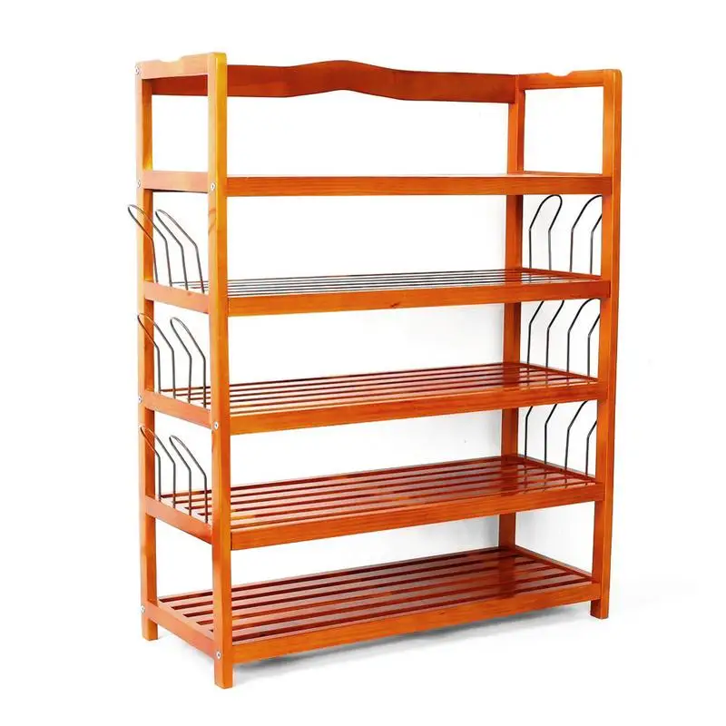 

5-Tier Simple Shoe Rack High-grade Solid Wood Shoes Storage Shelf Home Organizer Accessories With 6 Pair Shoe Form Shoebox