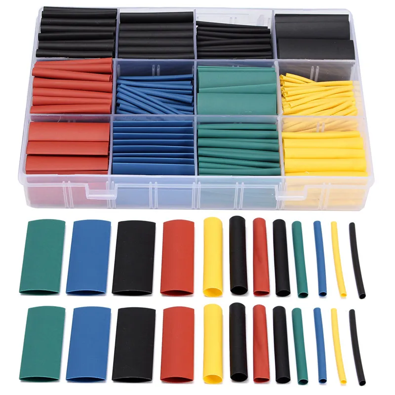 

530Pcs 45mm 2:1 Polyolefin Insulation Heat Shrink Tube Polyolefin Wire Cable Tubing Sleeving Wrap Kit With Box 8 Sizes 5 Colors