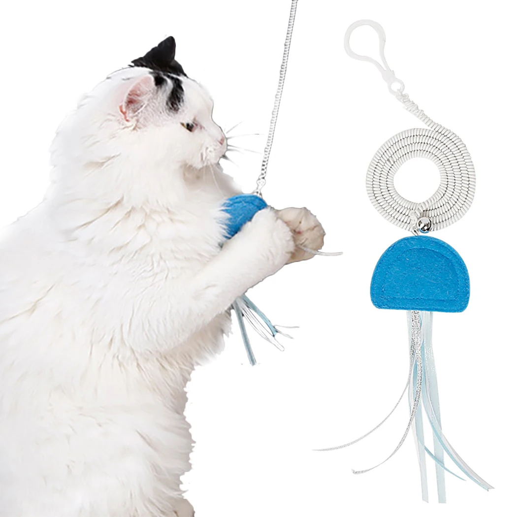 

Funny Cat Toy Pet Bell Spring Rope Funny Cat Stick Jellyfish Modeling Cat Finger Toy Pet Interactive Supplies