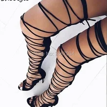 SHOOEGLE/летние сандалии-гладиаторы знаменитостей Botas для женщин на высоком каблуке сандалии на шнуровке пинетки с перекрестной шнуровкой Дамская обувь с открытым носком