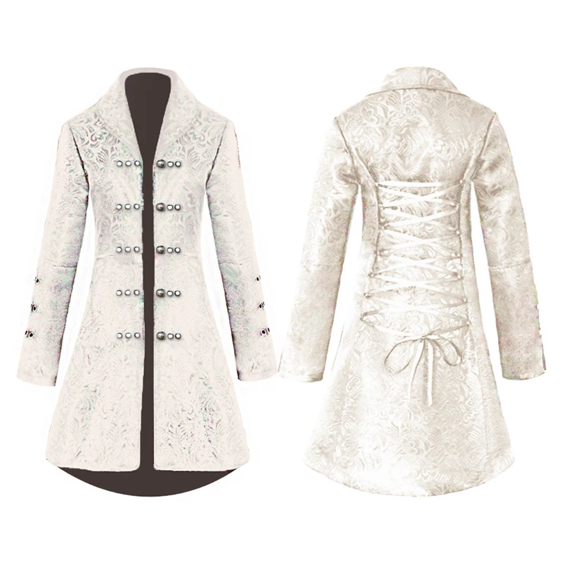 

classic Medieval Retro Women Double-breasted Jacquard Buttons Jacket royal turnn down neck Costumes ladies Coat winter Outwear