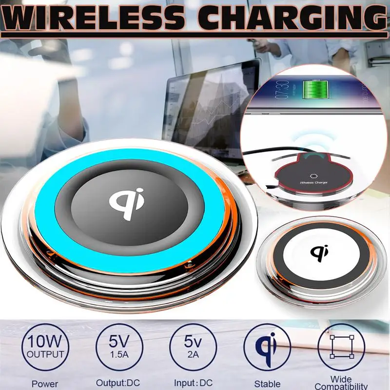 

Q6 Wireless Charging Transmitter QI Standard For Apple/Android Crystal Wireless Charger General