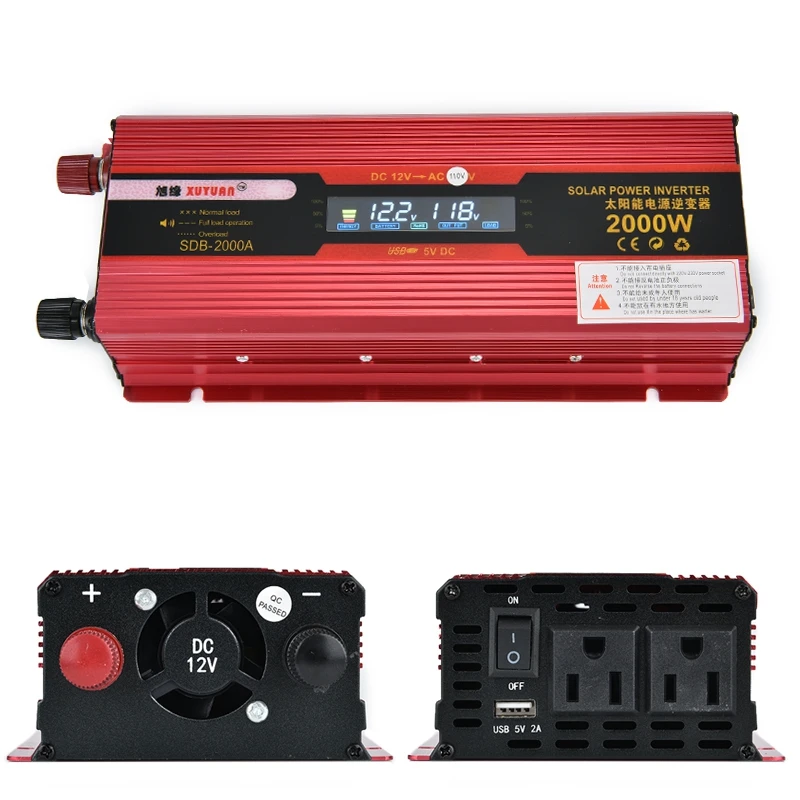 Auto Car inverter 12V to 110V 2000W On Board Inverter LCD Display Converter sturdy and durable AC USB Appliances | Автомобили и