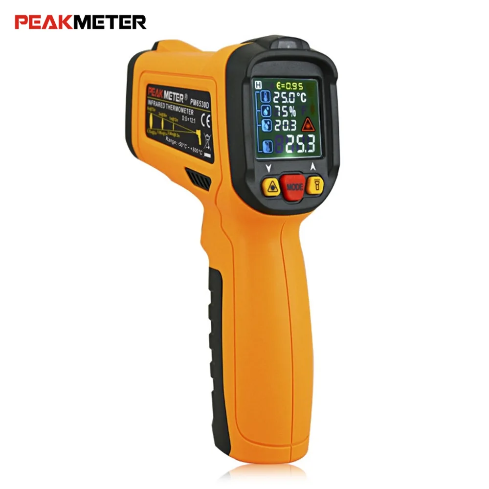 

PEAKMETER PM6530D Digital Laser Non-Contact Infrared Thermometer With -50 - 800 Deg.C Range