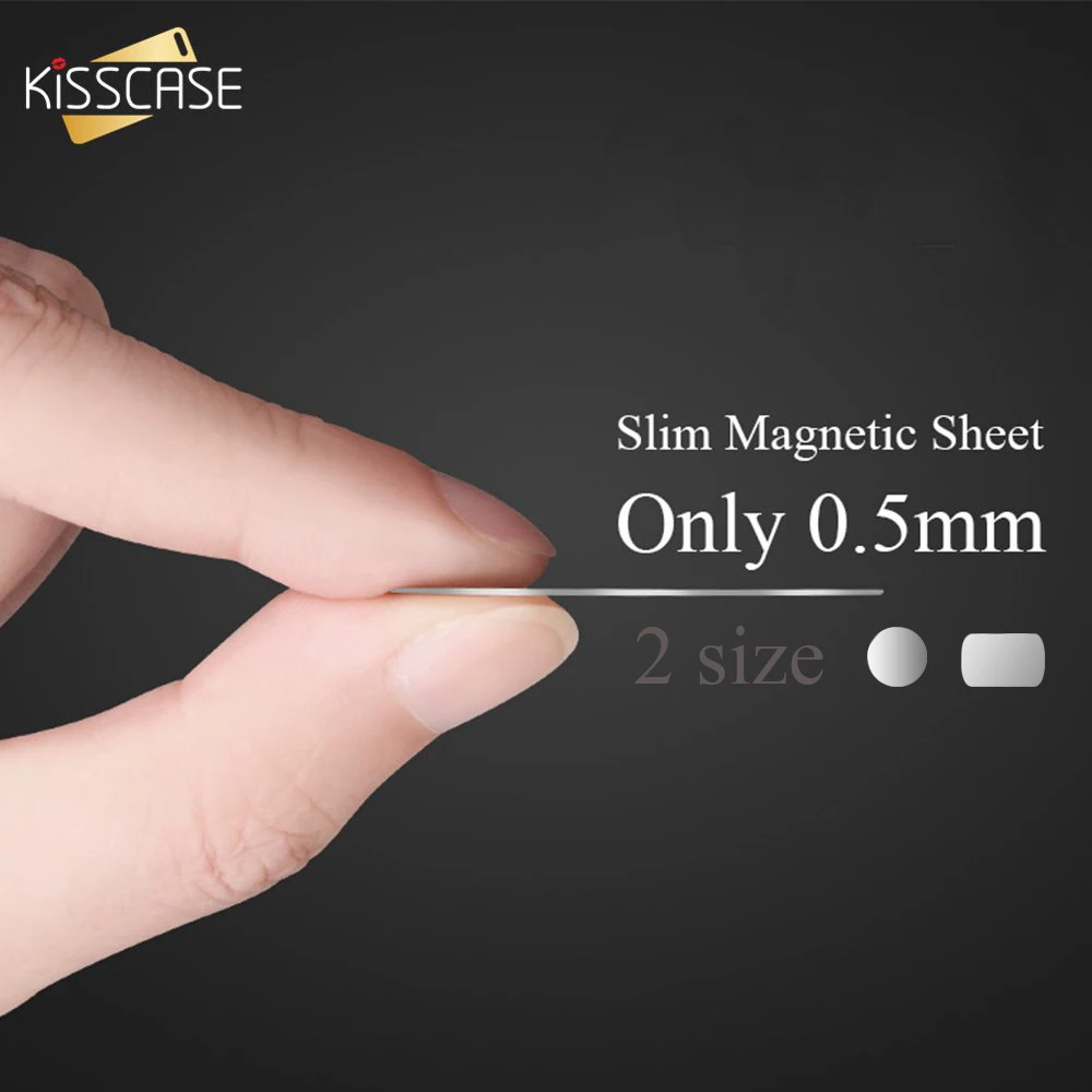KISSCASE 0,5 мм ультра тонкий металлический пластинчатый диск для магнитного автомобильного телефона держатель железные листы для магнита держатели для мобильных телефонов подставка пленка