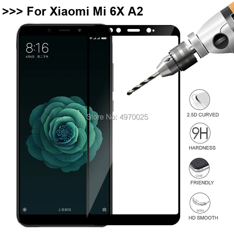

9H Full Cover Tempered Glass For Xiaomi Mi A2 6X Screen Protector For Xiaomi Mi 6X A2 MiA2 Mi6X Protective Glass Film