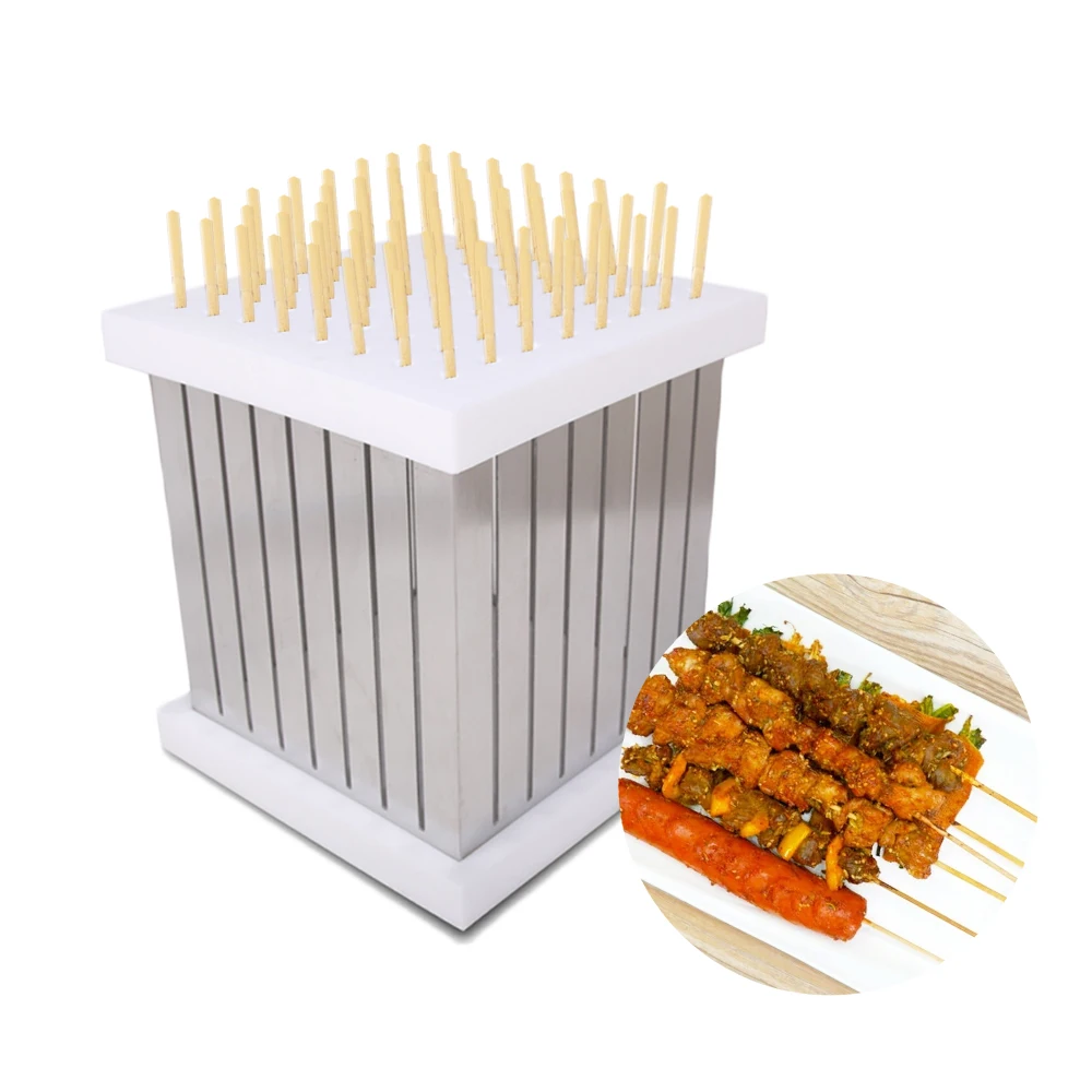  64 Holes BBQ Skewers Kebab Maker Box Barbecue Tool Kebab Skewer Machine Brochette Slicer BBQ Beef F