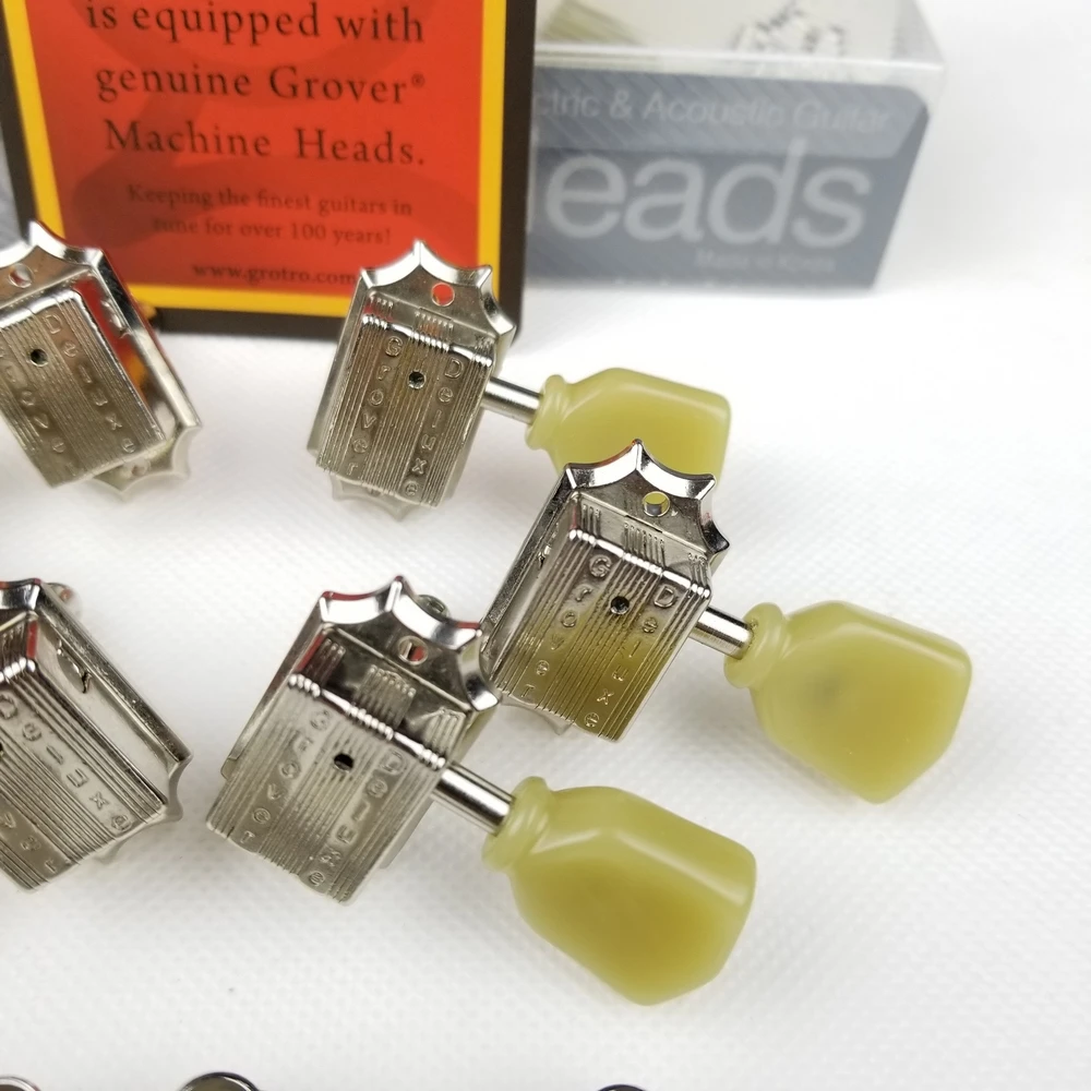 Günstig Echtes Grover Tuning Pegs Deluxe Vintage Stil Gitarre Mechaniken Mechaniken Für 10mm lespaul Gitarre Chrome Silber Made in china