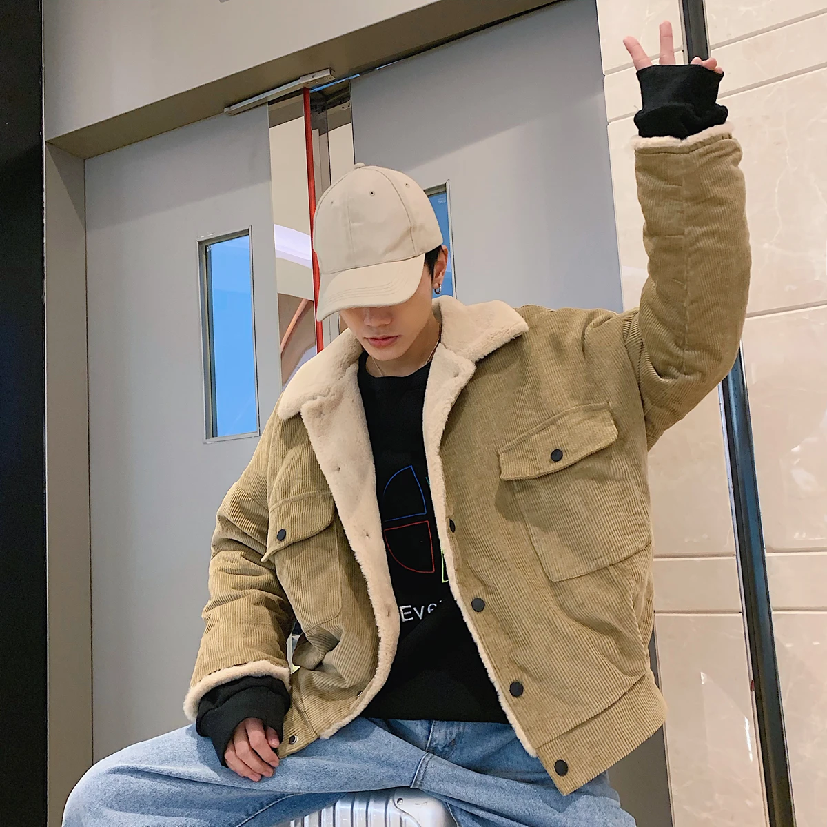 2018 Winter Pattern Corduroy Increase Down Thickening Hair Cotton Jacket Cotton-padded Clothes Loose men coats chaqueta 2018 Winter Pattern Corduroy Increase Down Thickening Hair Cotton Jacket Cotton-padded Clothes Loose men coats chaqueta