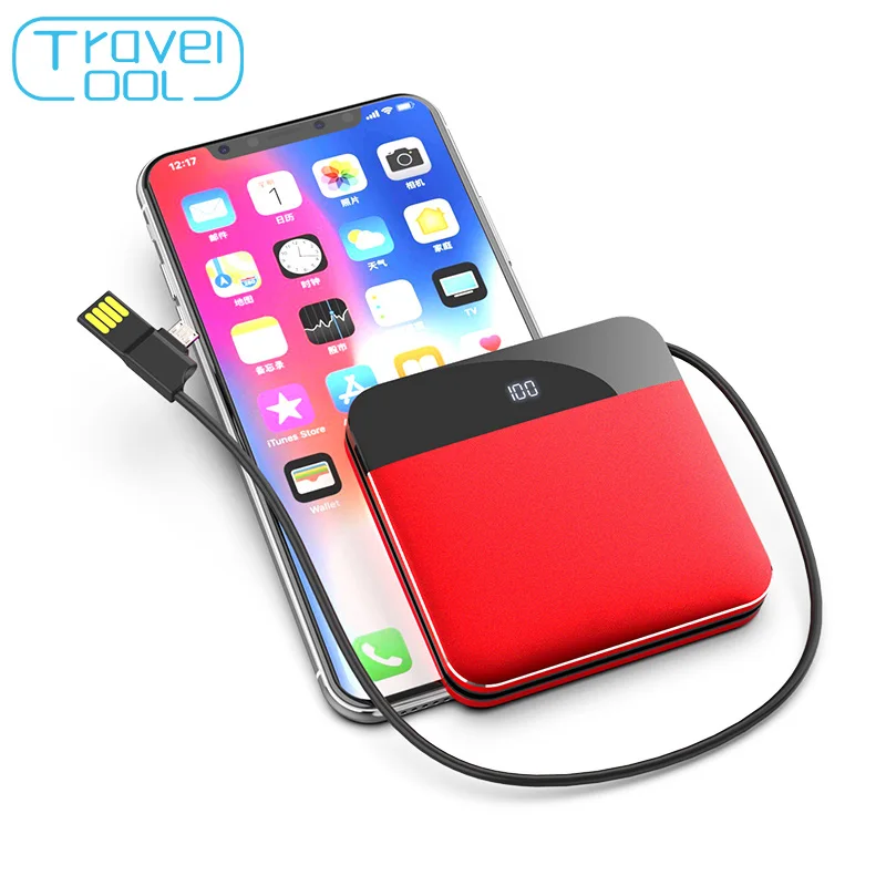 

Travelcool 8000mAh Built-in Mini Power Bank Cable Thin External Battery Powerbank Portable Charger for iPhone Samsung Xiaomi