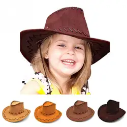 Обувь для девочек мальчиков западная ковбойская шляпа с широкими полями панк пояс пастушка джаз шляпа замши Защита от Солнца шляпа детей