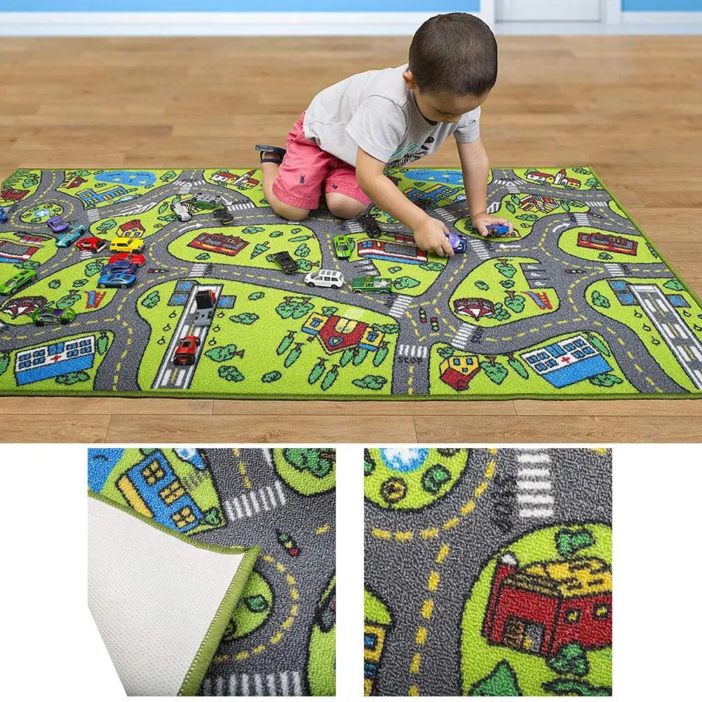 Giant Kids City Playmat Fun Town Cars Play Road Carpet Rug EVA Foam Toy