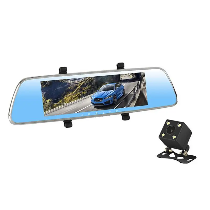 

New W07 8 Inch Rear View Mirror Driving Recorder Touch Screen Driving Recorder Double Lens