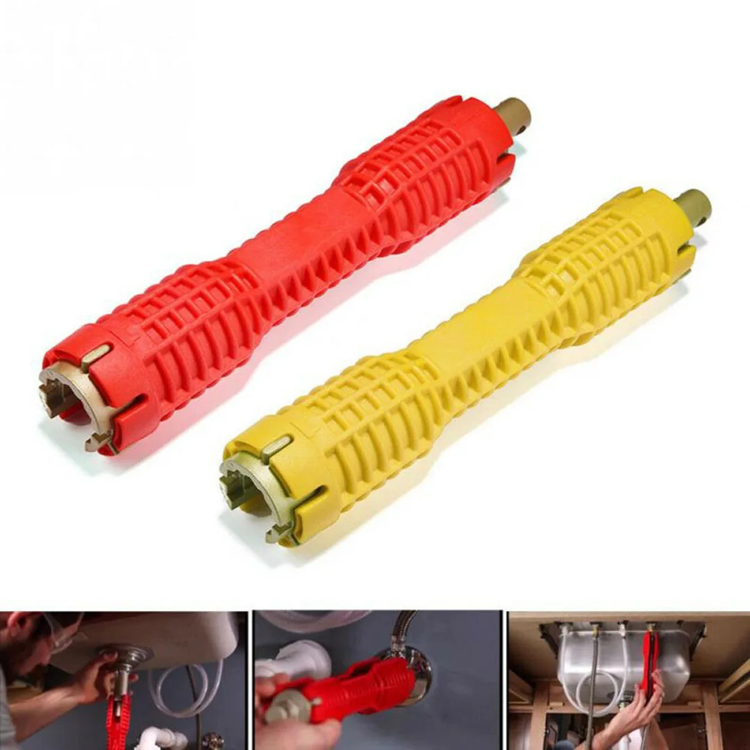

Orange/Red Faucet Sink Installer Wrench Extra-long Double Head Wrench Kitchen Fitting Anti-Slip Handle