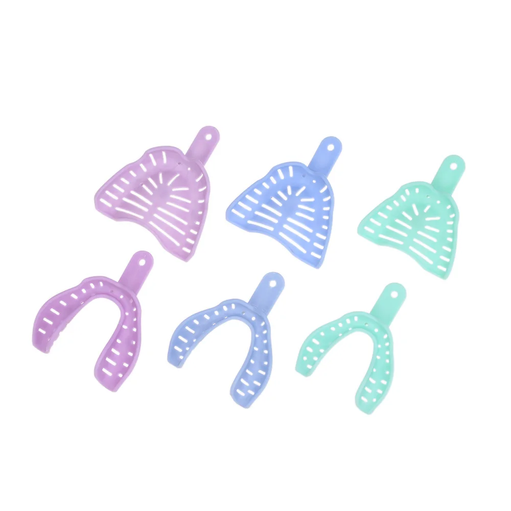

6Pcs Colorful Dental Impression Trays Plastic Materials Teeth Holder Autoclavable Instrument Teeth Molding Tool
