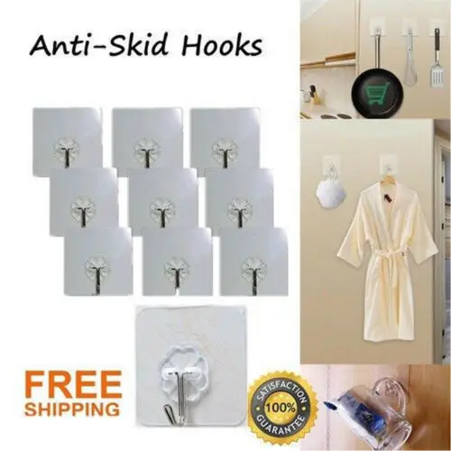 

1/3/5Pcs Anti-skid Wall Hooks Reusable Strong Sticky Traceless Transparent Wall Hooks Door Hanger Hook Clothes Holder