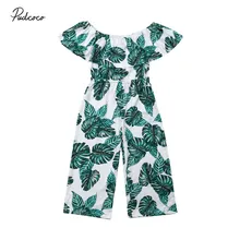 ; брендовый спортивный костюм принцессы детская одежда для маленьких девочек Комбинезон с цветным узором, летний пляжный костюм, новые летние с принтом зеленых листьев рюшами праздничный наряд Одежда комбинезон От 3 до 8 лет