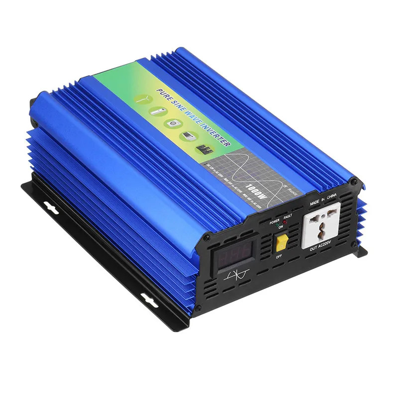 1 шт. прочный 1000 Вт DC 12 В до 220 AC Чистая синусоида Инвертор 50 Гц 275x190x110 мм для бытовой