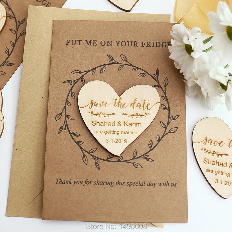  Custom Wedding Save the Date Magnets Personalized Wedding Invitation rustic Magnet Set Wedding favo - 32924937030