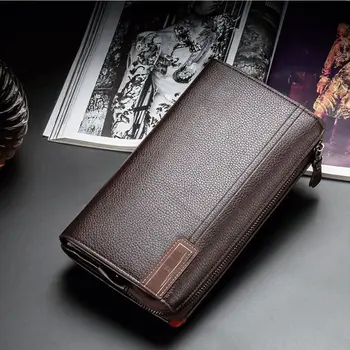 

Business Clutch Mens Zipper Long Wallet Synthetic Leather Purse