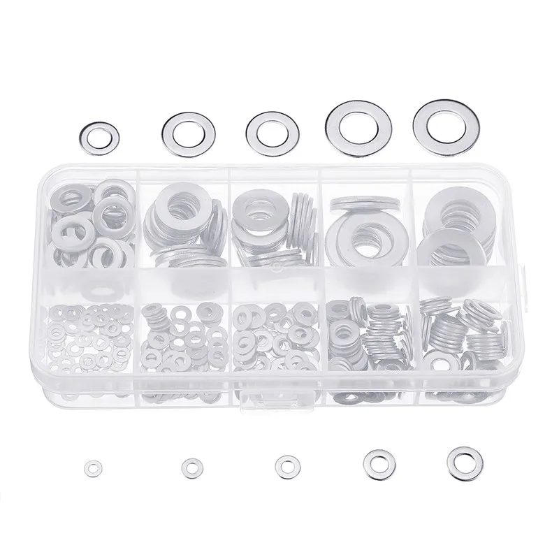 

Suleve MXSW5 400Pcs Stainless Steel Flat Washer Assortment Set M2/2.5/3/4/5/6/8/10