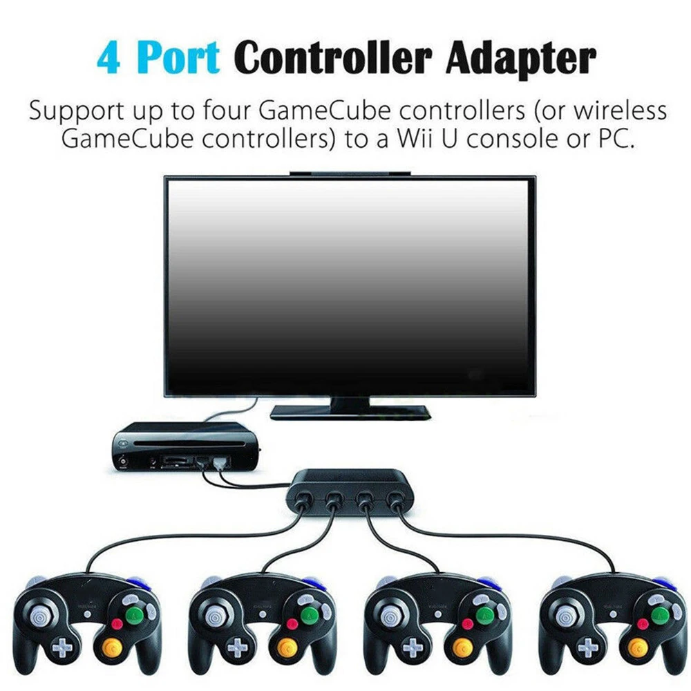 

For Nintendo PC Game Support 4 Ports GameCube controller 4 USB ports Adapter GC converter For Wii U PC NGC TURBO Converter