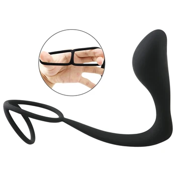 Silicone Anal Plug Erotic Toy Male Prostate Massager Double Penis Ring Butt Plug For Men Erotic Adult Sex Toys For Man Cock Ring 3