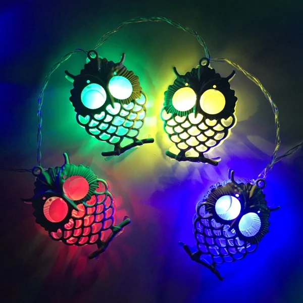 

Chrismas 1.5M 10 LED String Light Night Light Unique Metal Owl Drip Design Wedding Party Decor for Pineapple Christmas Halloween