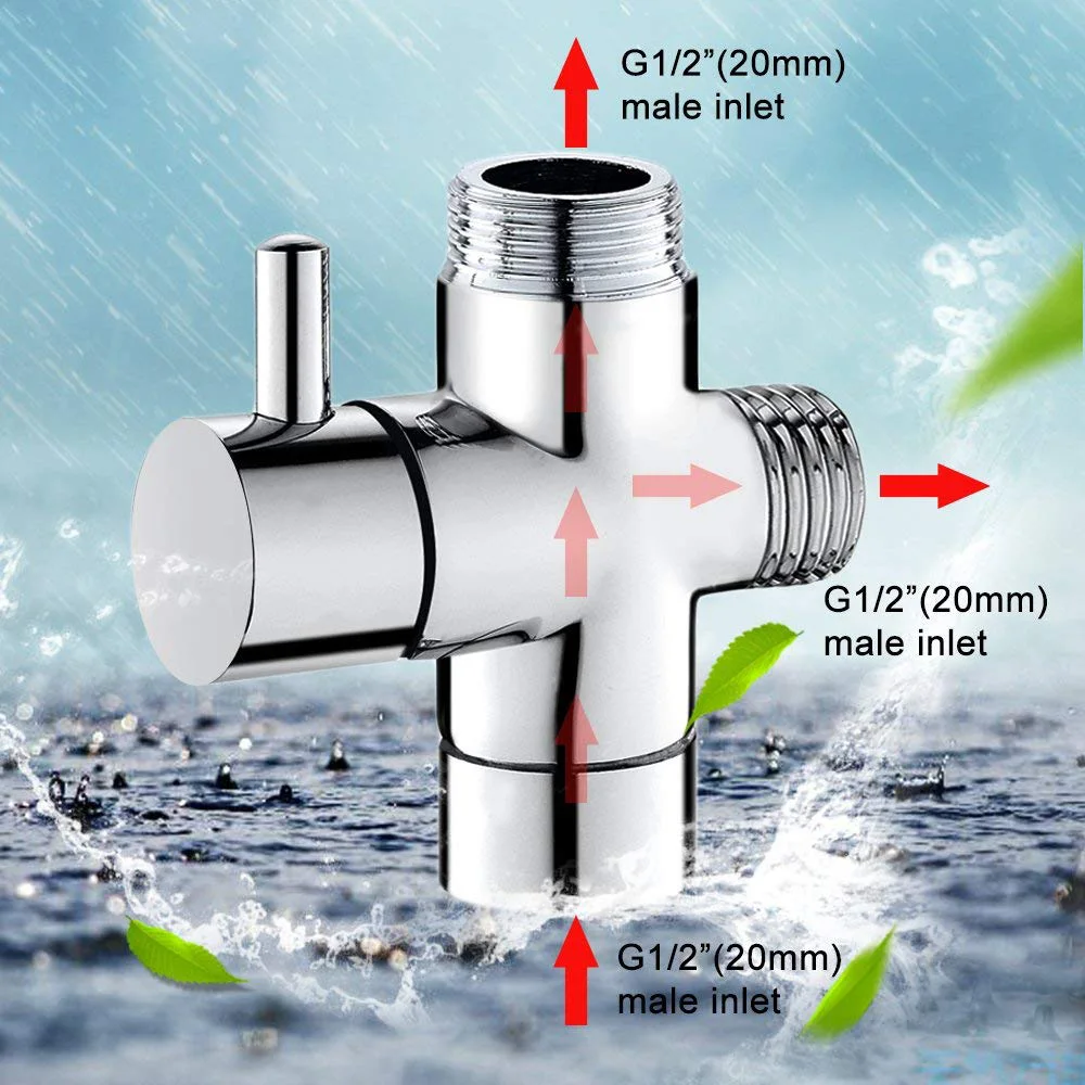 3-way Diverter Valve, Diverter G 1/2 inch Brass Shower Shower Diverter Valve Shower Adapter Diverter Valve Show 3-way Diverter Valve, Diverter G 1/2 inch Brass Shower Shower Diverter Valve Shower Adapter Diverter Valve Show