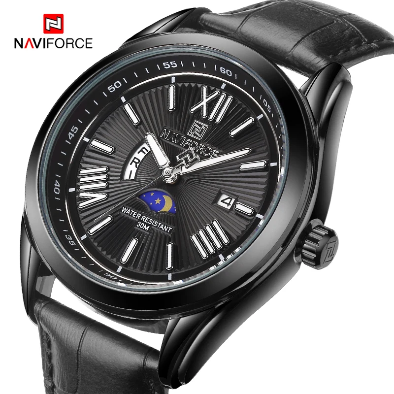 

NAVIFORCE Men's Military Sports Watches Fashion Top Brand Leather Strap Analog Quartz Wristwatches Men Clock Relogio Masculino
