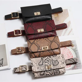 

Fanny Pack Fashion Serpentine Waist Bag Women PU Leather Waist Pack Vintage Belt Bags Phone Pocket Small Women's Cross Body Bag
