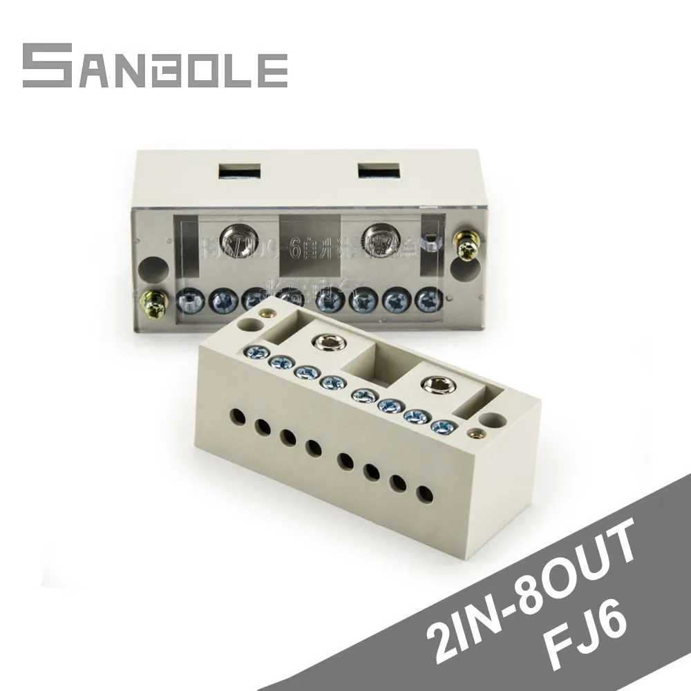 

Terminal Block Lift Type Single-phase Two In Eight Out Wire Connection Box FJ6 Terminal Row 220V Household Zero Live Part Line