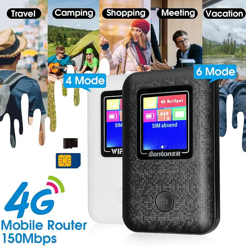 

4Mode/6Mode Wireless 4G Mobile Router 150Mbps Highspeed LCD Pockets Hotspot 2100mAh Portable Wifi Modem Support 8 Devices