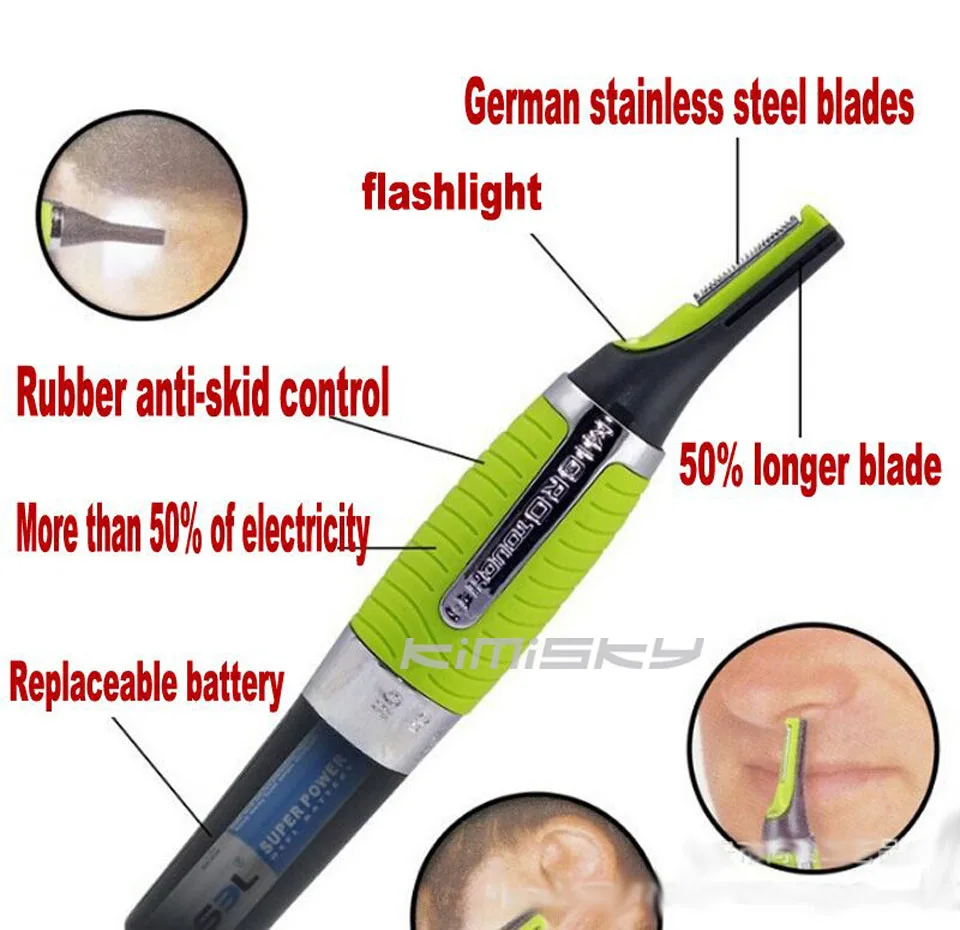 Горячая продажа KY 804 персональный уход за лицом бритва с насадками Trimer Led Green Man