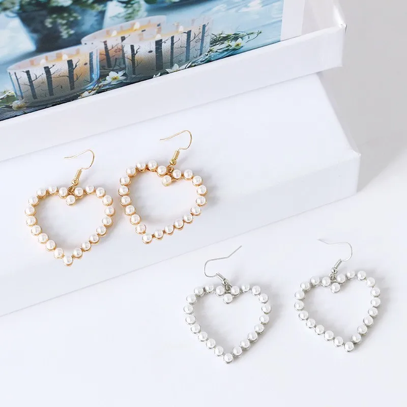 

Gold Heart Pearl Earrings For Women Explanation Pearl Trees Earrings Simple Fashion Jewelry Trend Accessories