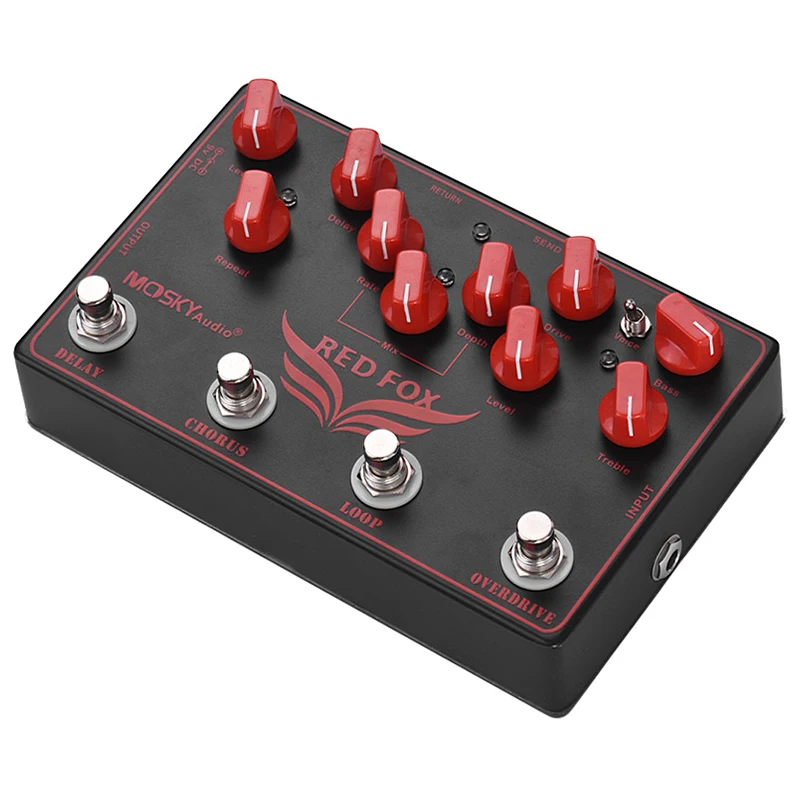 MOSKY RED FOX 4-in-1 Electric Guitar Effects Pedal Delay + Chorus + Loop + Overdrive Guitar Pedal Guitar Accessories MOSKY RED FOX 4-in-1 Electric Guitar Effects Pedal Delay + Chorus + Loop + Overdrive Guitar Pedal Guitar Accessories