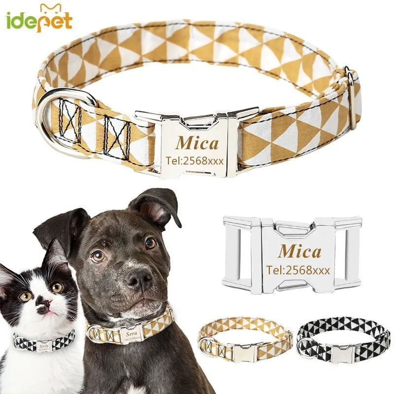 

Personalized Dog Collar Nylon Pet Dog Tag Collar Custom Puppy Cat Nameplate ID Collars Adjustable For Medium Large Dogs Engraved