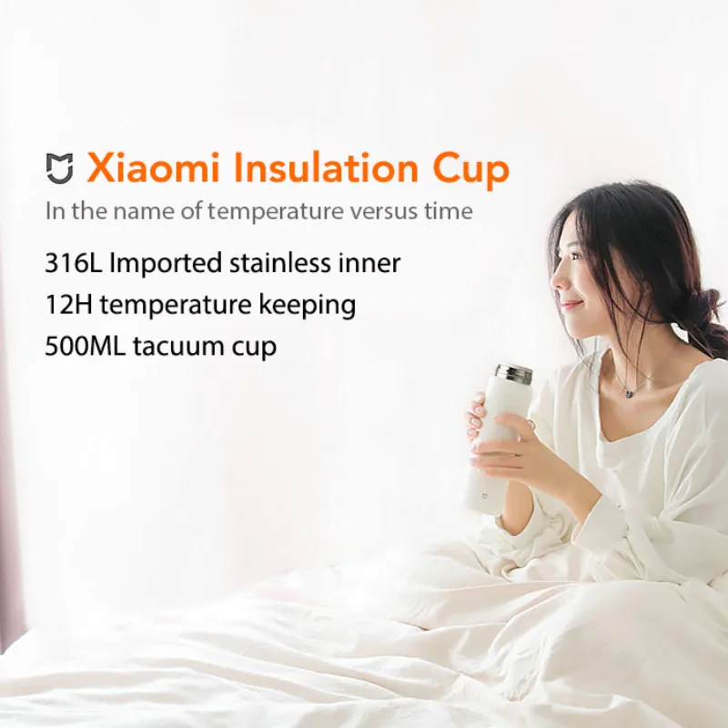 Xiaomi Mijia вакуумные чашки 12 часов горячая 316L нержавеющая сталь Изолированная кружка бутылка для напитков 500 мл 17 унций