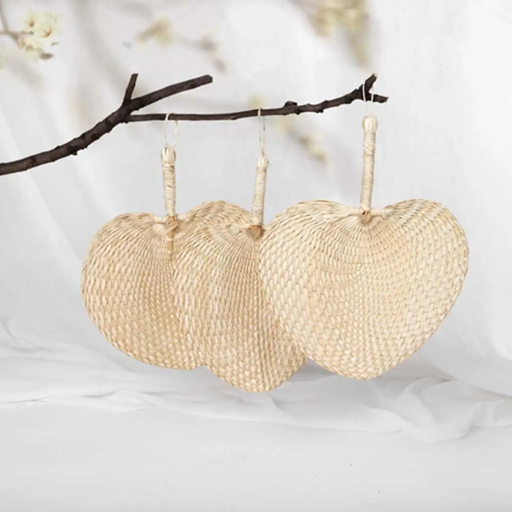 

Manual Straw Hand Fans Palm Leaf bamboo Casual Cool Heart Baby Mosquito As Picture Repellent Fan Solid
