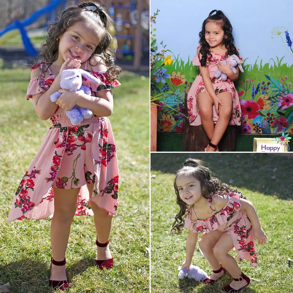 

Pudcoco Girl Dress 6M-5Y Toddler Baby Girls Floral Dress Romper Jumpsuit Outfits Playsuit Summer