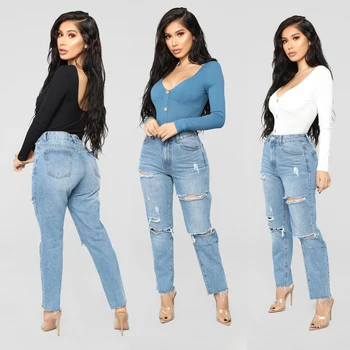 

Casual Women Ladies Bodysuit Stretch Leotard Long Sleeve Button Backless V Neck Jumpsuit Body Tops