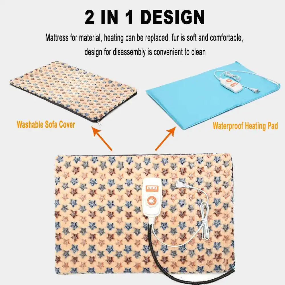  10 Level 40x60cm Electric Heater Waterproof Adjustable Heated Mat Dog Cat Pet Heating Pad Bed Blank