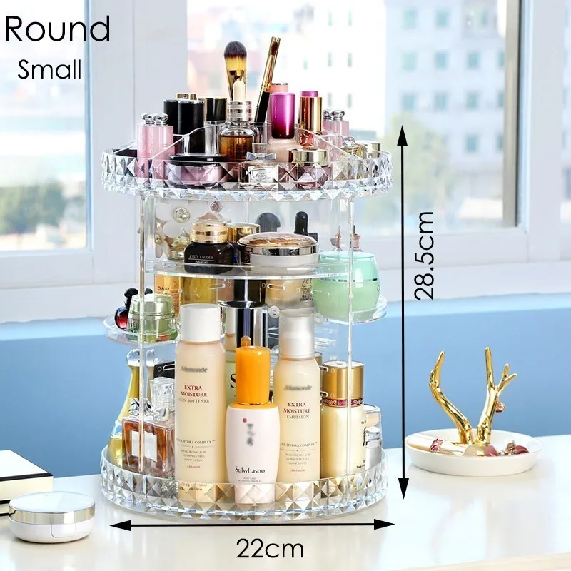 Koop Acryl Make Organizer Bling Kristal Make Up Borstel Houder 360 Graden Roterende Clear Cosmetische Organizer Makyaj Kutusu