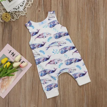 

PUDCOCO Newest Hot Summer Newborn Baby Boy Girls Whale Rompers Jumpsuit Outfits Active Pop Clothes Set 0-24M Support wholesale