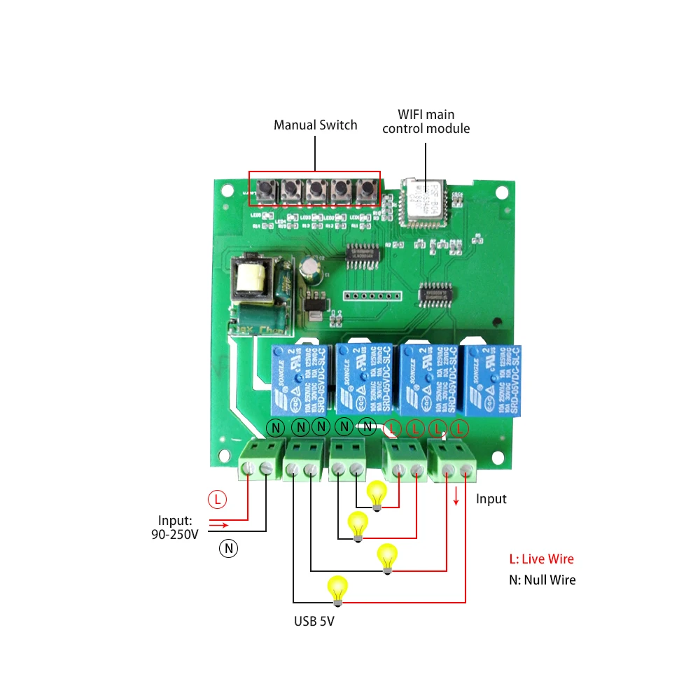EWeLink 4CH AC85 250V 4 канала din рейка крепление WiFI переключатель универсальный